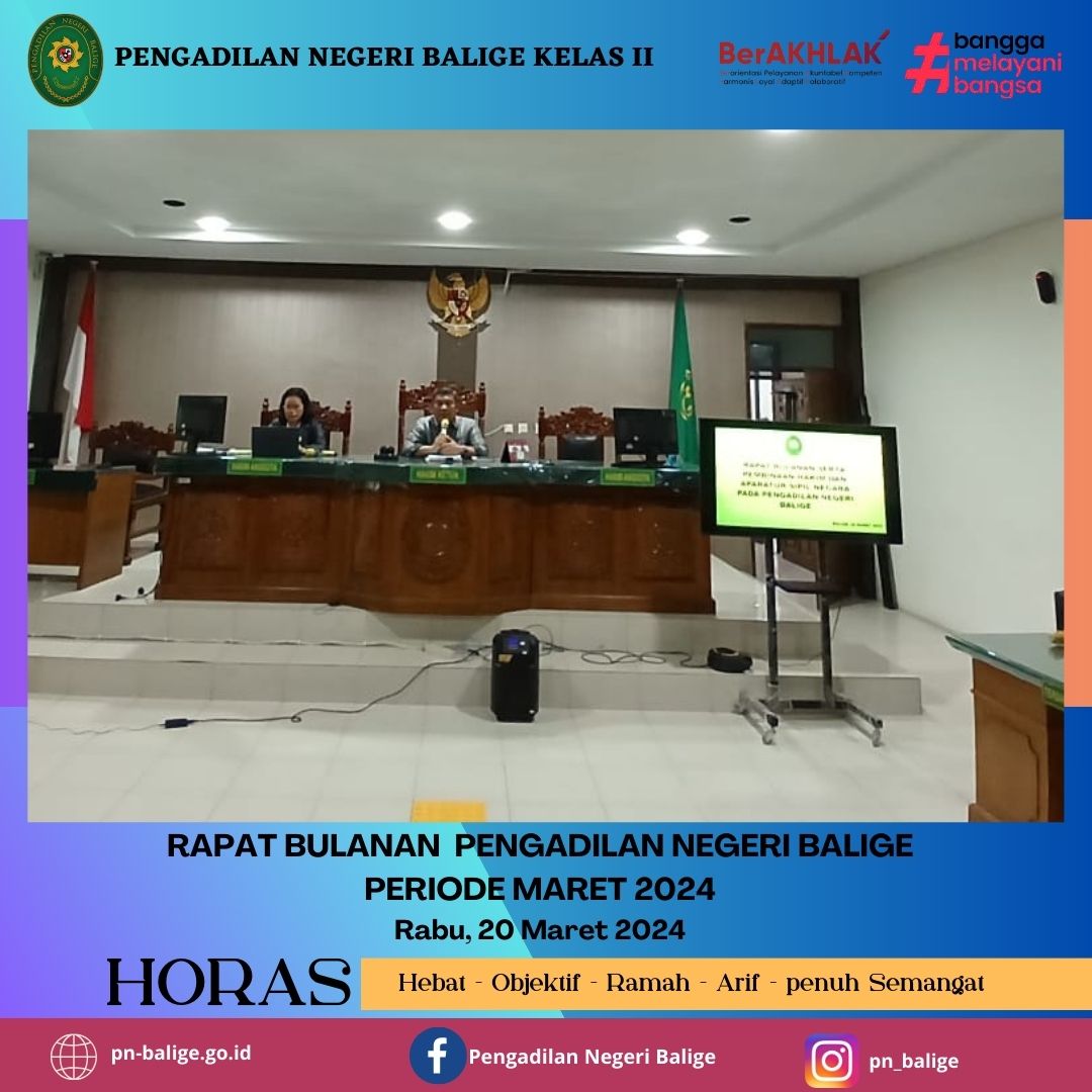 RAPAT BULANAN  PENGADILAN NEGERI BALIGE PERIODE MARET 2024